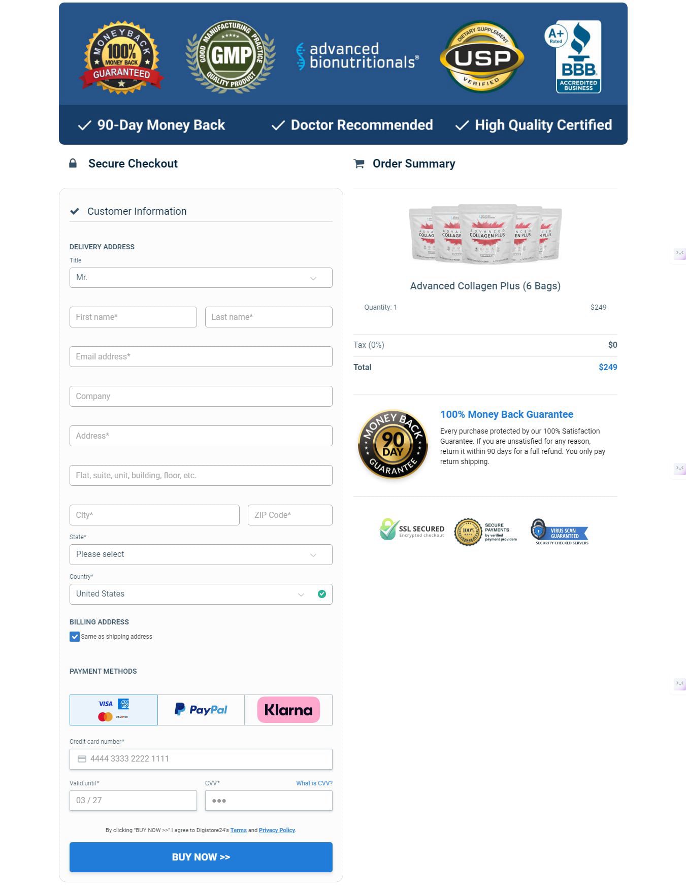 advance collagen -order-page